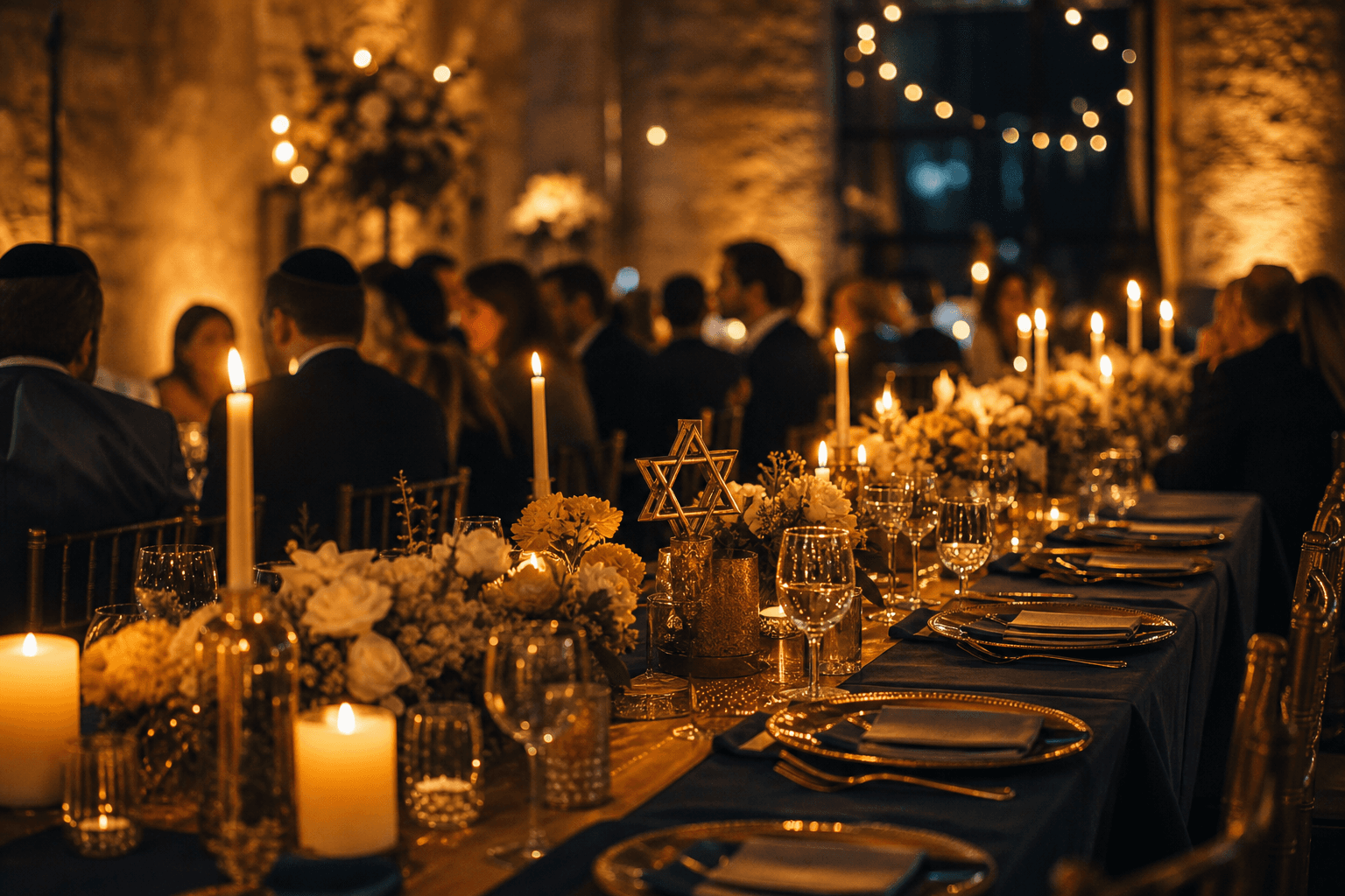 Community gathering by candlelight